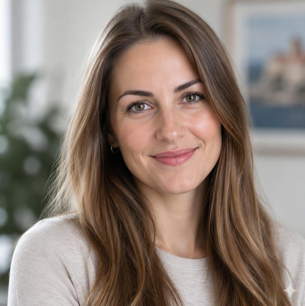 Portrait of a smiling woman with long hair