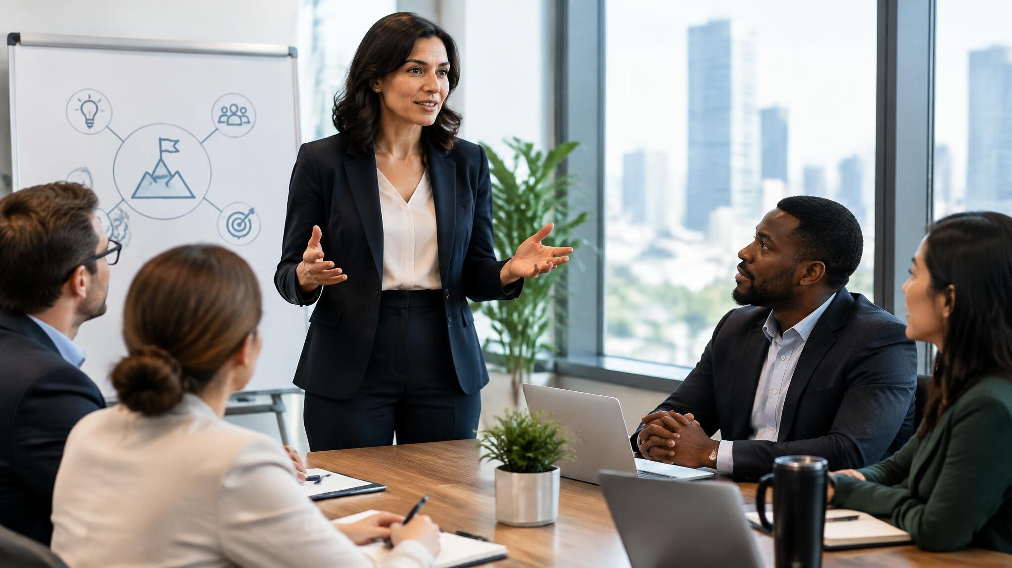 confident business leader speaking